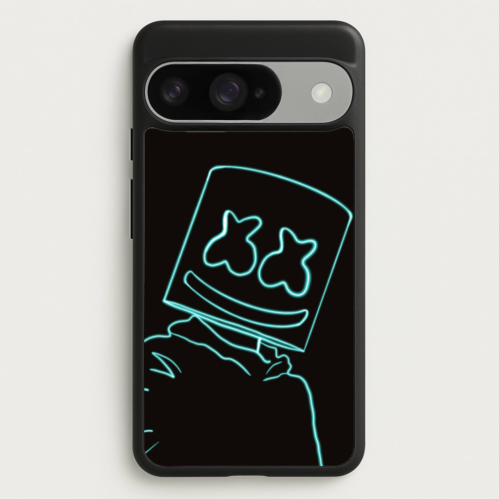 Black White Helmet DJ Neon Phone Case for Google Pixel 10 / 10 Pro
