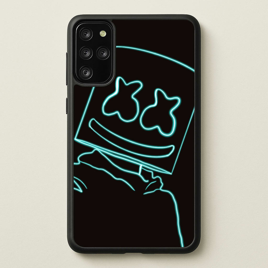 Black White Helmet DJ Neon  - Marshmello Phone Case for Galaxy S20 Plus