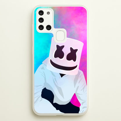 Rainbow White Helmet DJ  - Marshmello Phone Case for Galaxy A21s