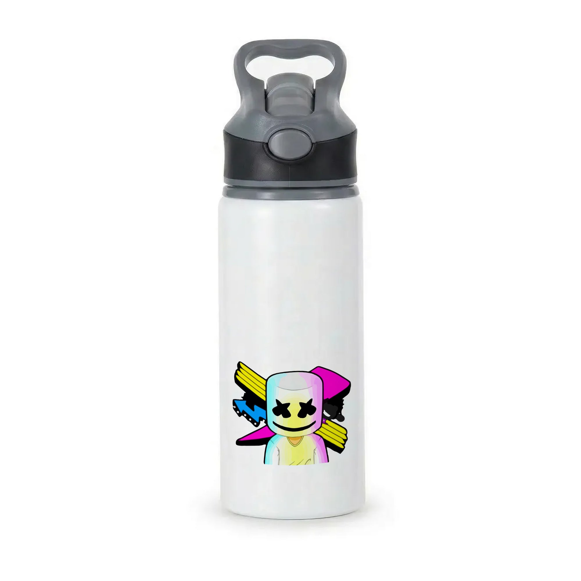 Neon Logo White Helmet DJ Active Water Bottle - Black