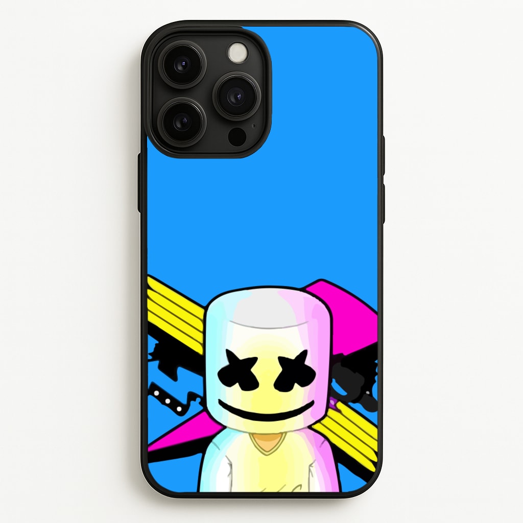 Neon Logo White Helmet DJ  - Marshmello Phone Case for iPhone 13 Pro Max