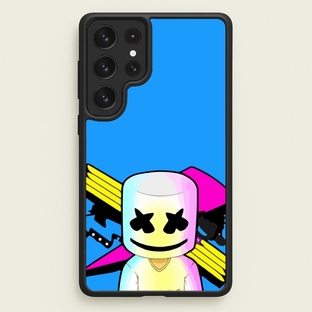 Neon Logo White Helmet DJ  - Marshmello Phone Case for Galaxy S22 Ultra