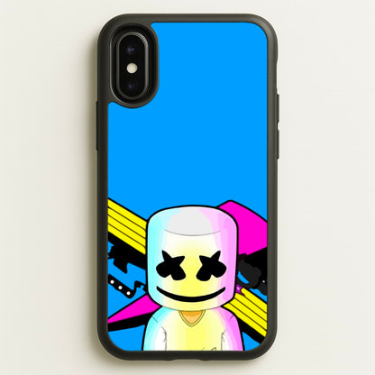 Neon Logo White Helmet DJ  - Marshmello Phone Case for iPhone X / XS