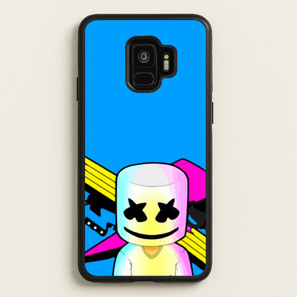 Neon Logo White Helmet DJ  - Marshmello Phone Case for Galaxy S9