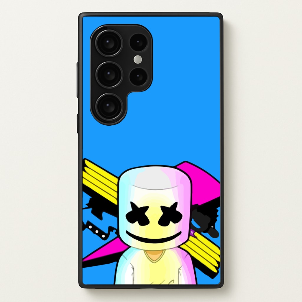 Neon Logo White Helmet DJ  - Marshmello Phone Case for Galaxy S24 Ultra