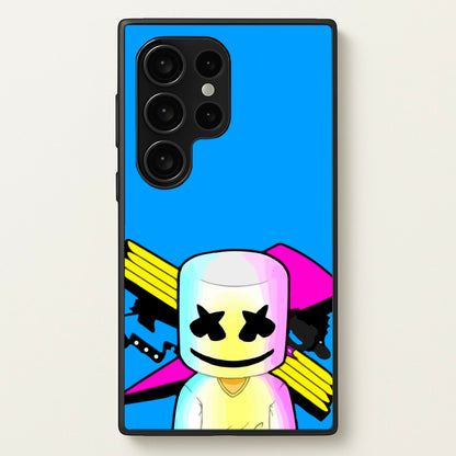 Neon Logo White Helmet DJ  - Marshmello Phone Case for Galaxy S24 Ultra