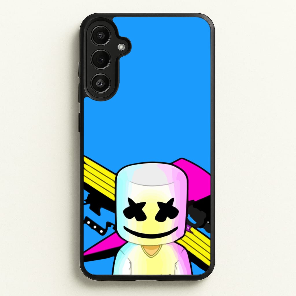 Neon Logo White Helmet DJ  - Marshmello Phone Case for Galaxy A34