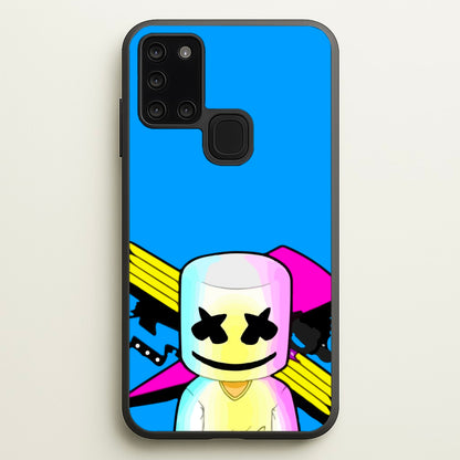 Neon Logo White Helmet DJ  - Marshmello Phone Case for Galaxy A21s