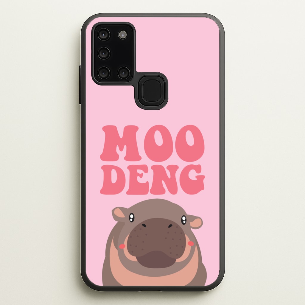 Moo Pink  - Moo Deng Phone Case for Galaxy A21s