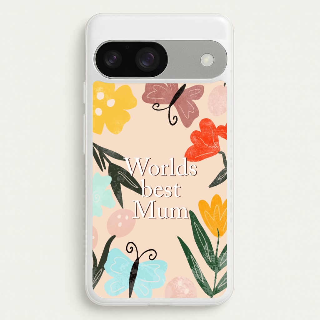 Worlds Best Mum - Floral Mother's Day  - Mother's Day Phone Case for Google Pixel 9 / 9 Pro