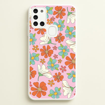 Pink Flower Pattern - Mothers Day  - Mother's Day Phone Case for Galaxy A21s