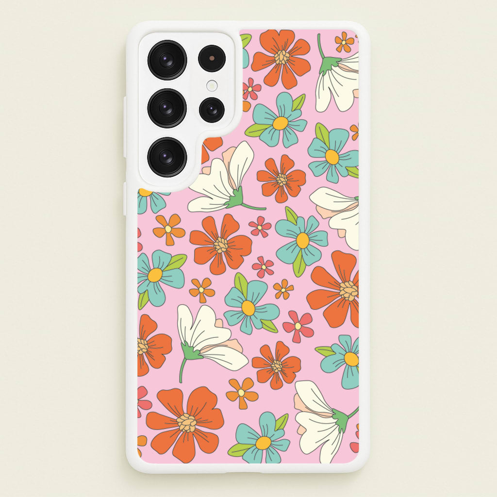 Pink Flower Pattern - Mothers Day  - Mother's Day Phone Case for Galaxy S22 Ultra