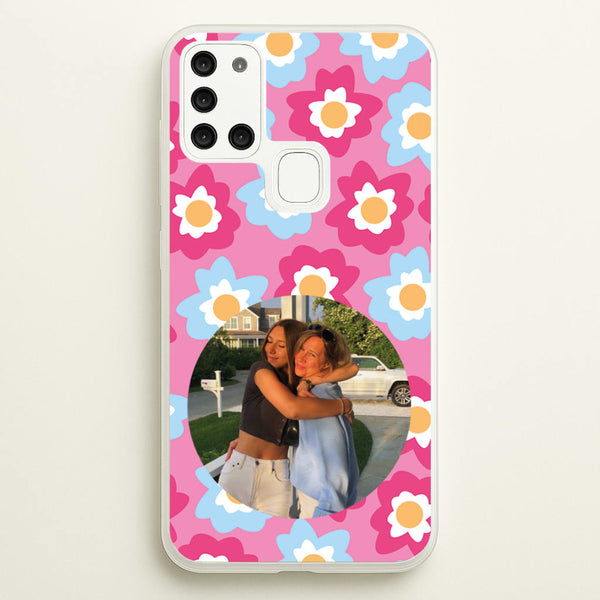 Pink And Blue Flower Pattern - Personalised Mother's Day  - Mother's Day Phone Case for Galaxy A21s
