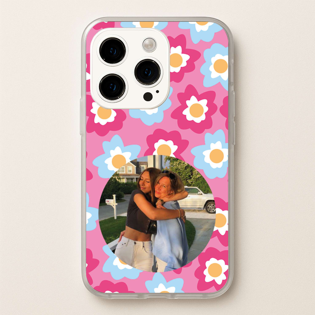 Pink And Blue Flower Pattern - Personalised Mother's Day  - Mother's Day Phone Case for iPhone 14 Pro