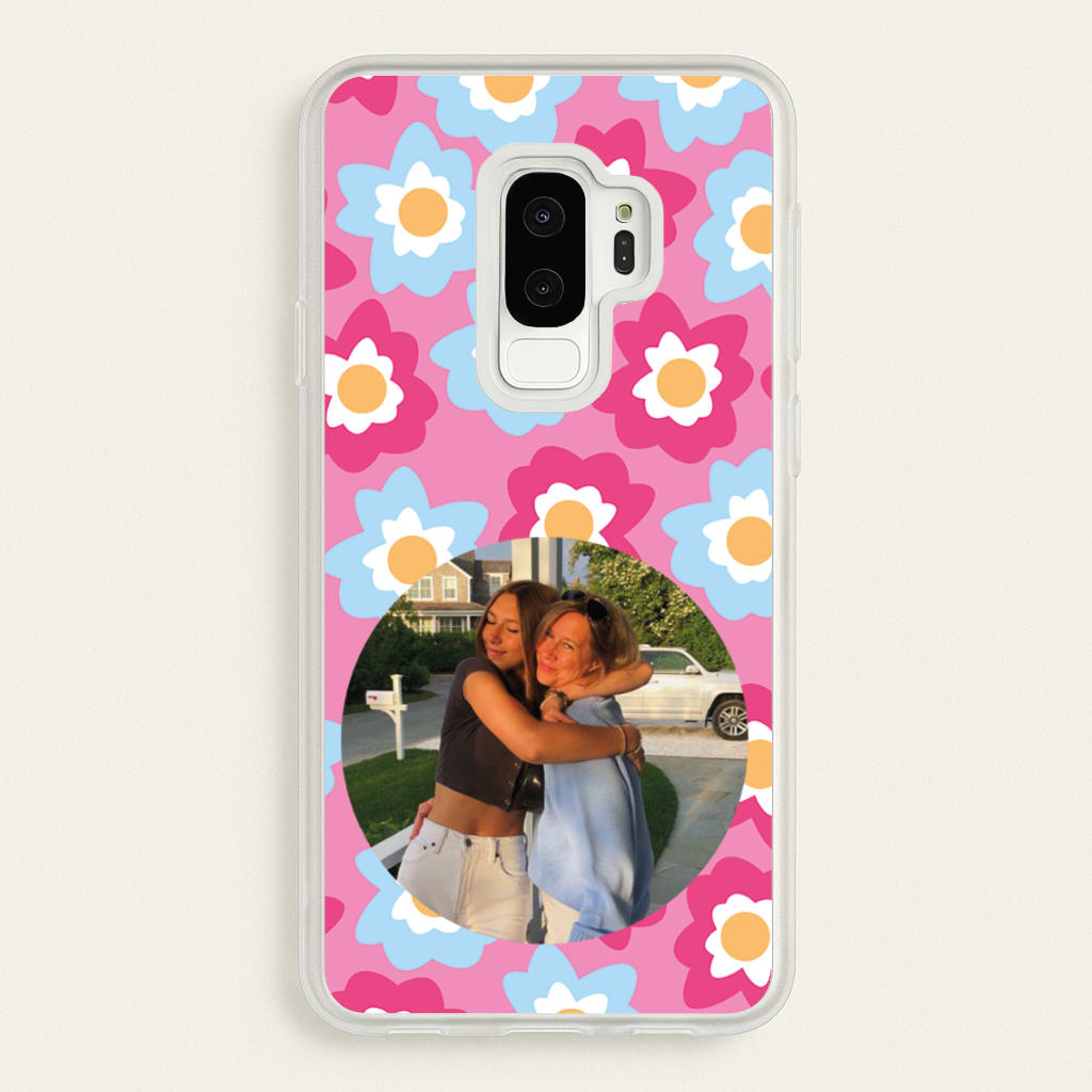 Pink And Blue Flower Pattern - Personalised Mother's Day  - Mother's Day Phone Case for Galaxy S9 Plus