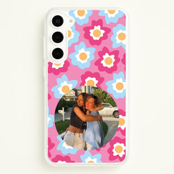 Pink And Blue Flower Pattern - Personalised Mother's Day  - Mother's Day Phone Case for Galaxy S23