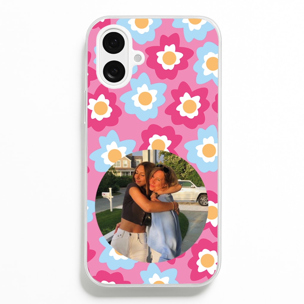 Pink And Blue Flower Pattern - Personalised Mother's Day  - Mother's Day Phone Case for iPhone 16 Plus