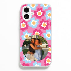 Pink And Blue Flower Pattern - Personalised Mother's Day  - Mother's Day Phone Case for iPhone 16 Plus