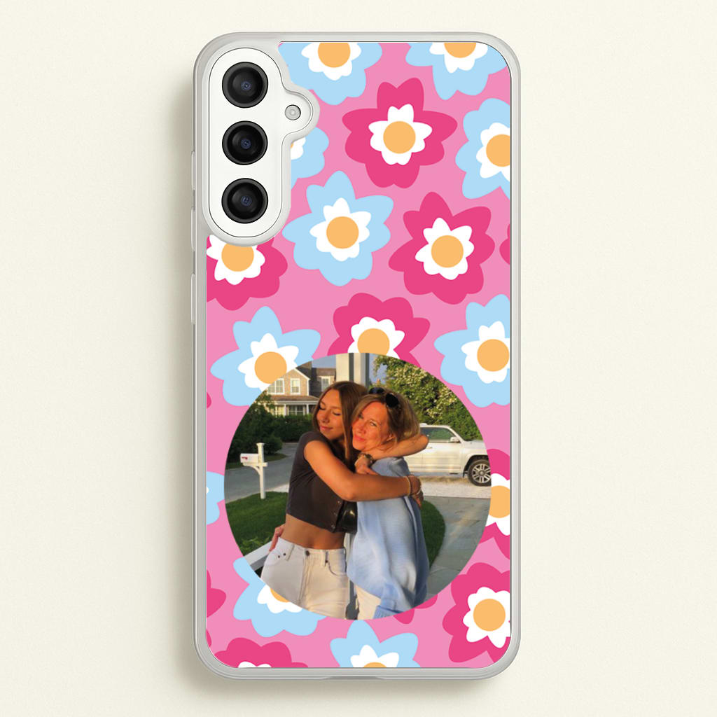 Pink And Blue Flower Pattern - Personalised Mother's Day  - Mother's Day Phone Case for Galaxy A36