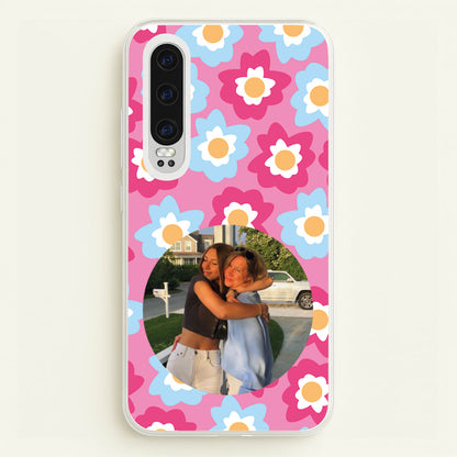 Pink And Blue Flower Pattern - Personalised Mother's Day  - Mother's Day Phone Case for Huawei P30