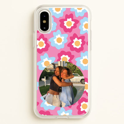 Pink And Blue Flower Pattern - Personalised Mother's Day  - Mother's Day Phone Case for iPhone X / XS
