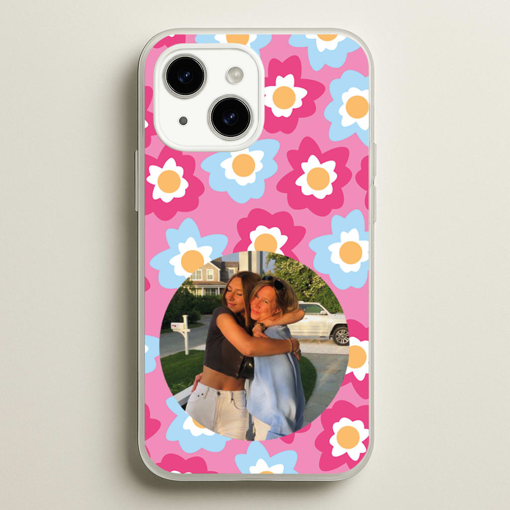 Pink And Blue Flower Pattern - Personalised Mother's Day  - Mother's Day Phone Case for iPhone 14