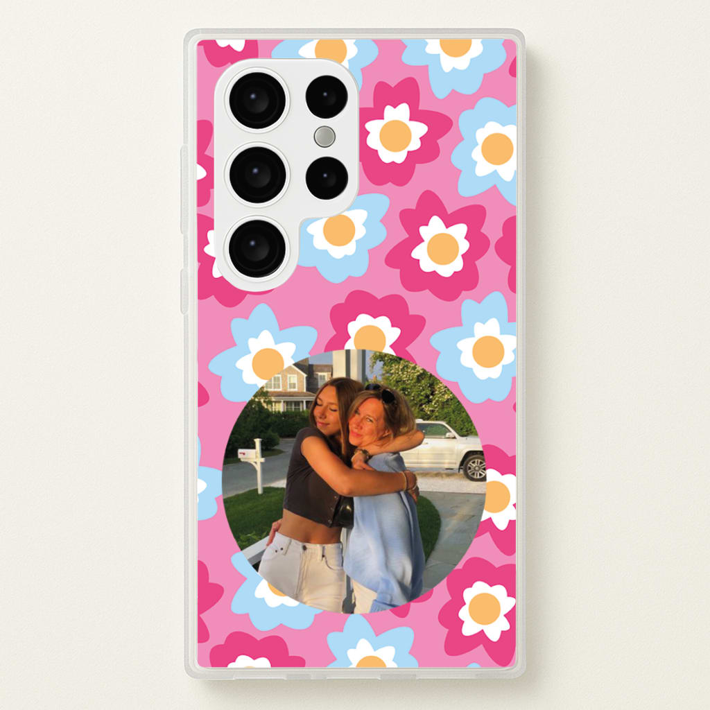 Pink And Blue Flower Pattern - Personalised Mother's Day  - Mother's Day Phone Case for Galaxy S24 Ultra