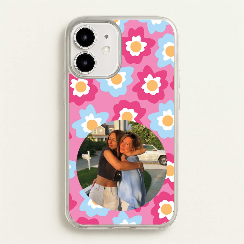 Pink And Blue Flower Pattern - Personalised Mother's Day  - Mother's Day Phone Case for iPhone 12 Mini