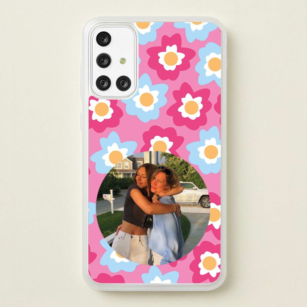 Pink And Blue Flower Pattern - Personalised Mother's Day  - Mother's Day Phone Case for Galaxy A71