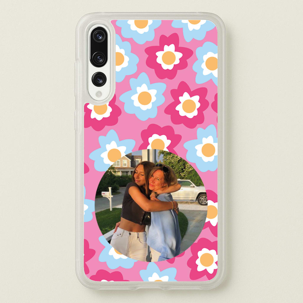 Pink And Blue Flower Pattern - Personalised Mother's Day  - Mother's Day Phone Case for Huawei P20 Pro