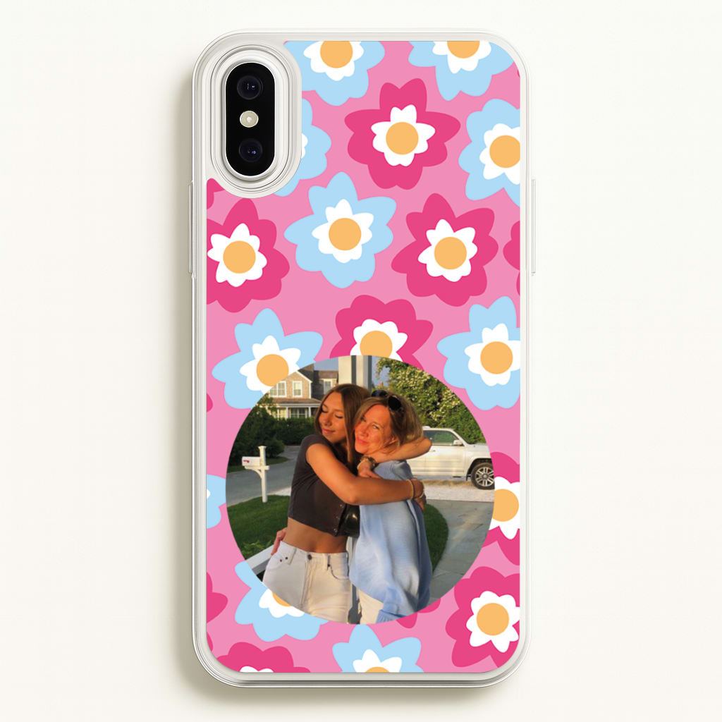 Pink And Blue Flower Pattern - Personalised Mother's Day  - Mother's Day Phone Case for iPhone XS Max