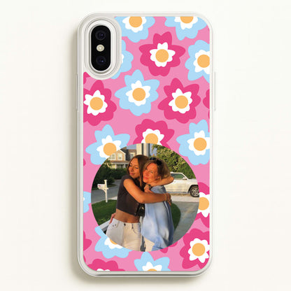 Pink And Blue Flower Pattern - Personalised Mother's Day  - Mother's Day Phone Case for iPhone XS Max