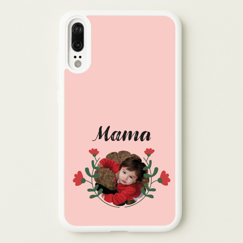 Mama Red Flowers - Personalised Mother's Day  - Mother's Day Phone Case for Huawei P20