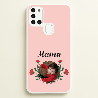 Mama Red Flowers - Personalised Mother's Day  - Mother's Day Phone Case for Galaxy A21s