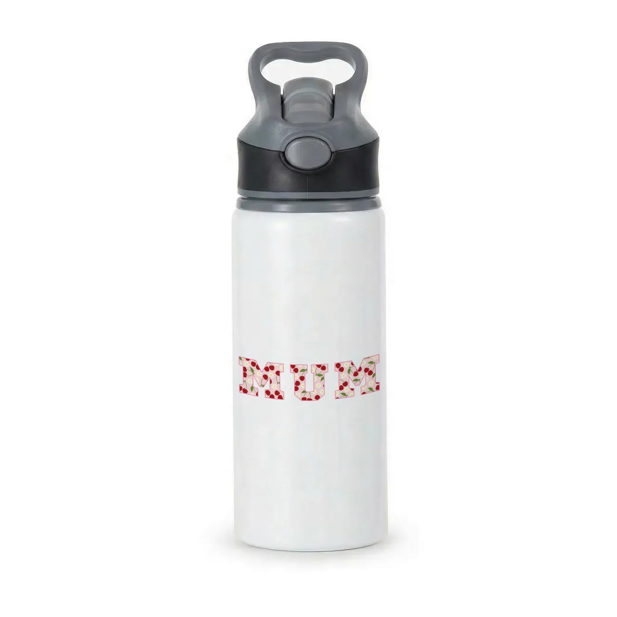 Floral Varsity Mum Active Water Bottle - Black