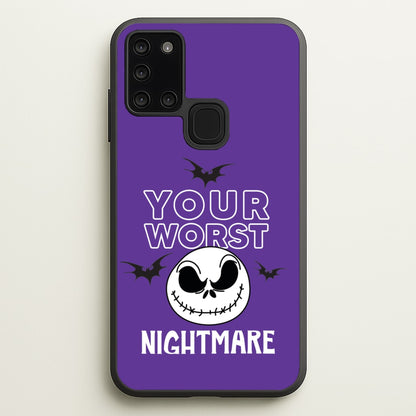 Your Worst Nightmare Purple  - Nightmare Before Christmas Phone Case for Galaxy A21s