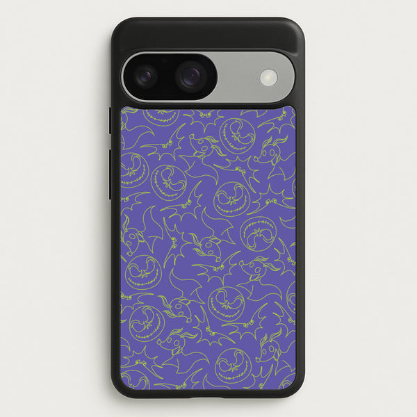 Purple And Green Pattern  - Nightmare Before Christmas Phone Case for Google Pixel 9 / 9 Pro