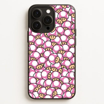 Mushroom Pattern - Pink  - The Super Mario Bros Phone Case for iPhone 16 Pro Max