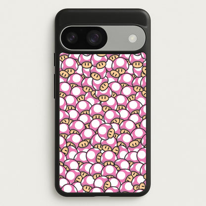 Mushroom Pattern - Pink  - The Super Mario Bros Phone Case for Google Pixel 9 / 9 Pro
