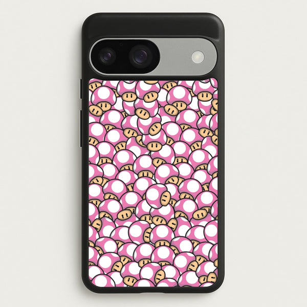 Mushroom Pattern - Pink  - The Super Mario Bros Phone Case for Google Pixel 9 / 9 Pro