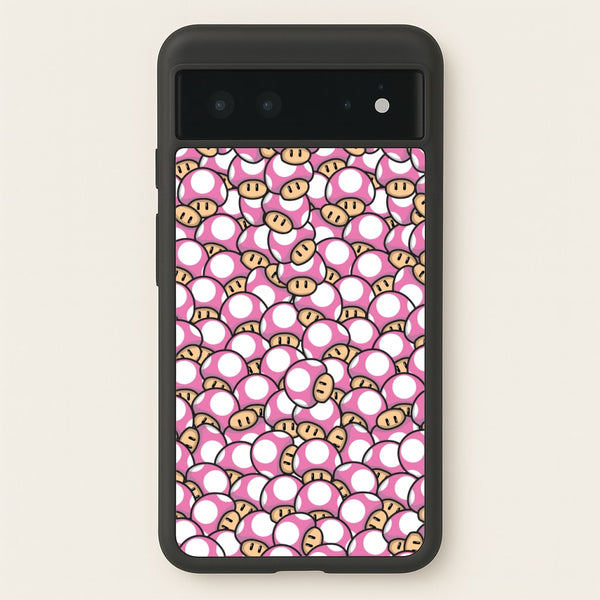 Mushroom Pattern - Pink  - The Super Mario Bros Phone Case for Google Pixel 6