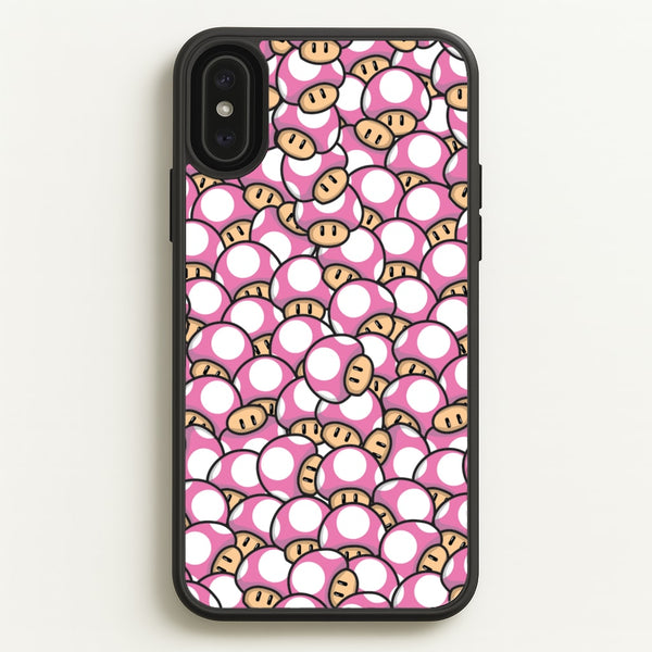 Mushroom Pattern - Pink  - The Super Mario Bros Phone Case for iPhone XS Max