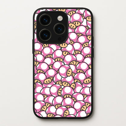 Mushroom Pattern - Pink  - The Super Mario Bros Phone Case for iPhone 14 Pro