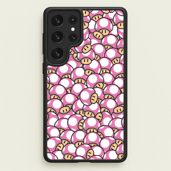 Mushroom Pattern - Pink  - The Super Mario Bros Phone Case for Galaxy S22 Ultra