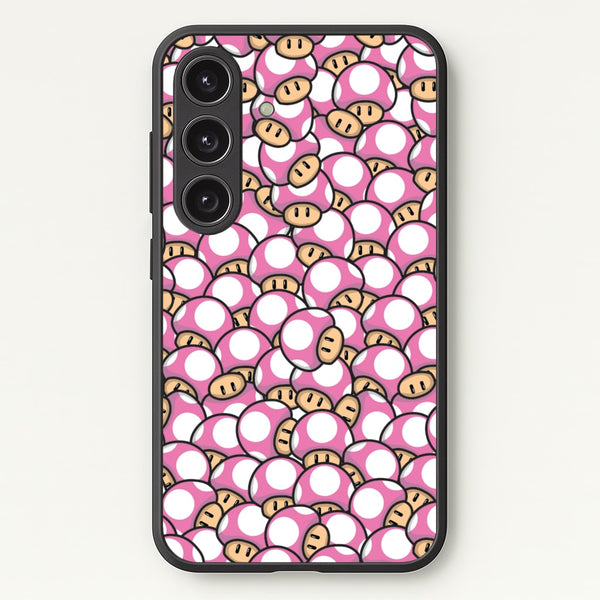 Mushroom Pattern - Pink  - The Super Mario Bros Phone Case for Galaxy S24