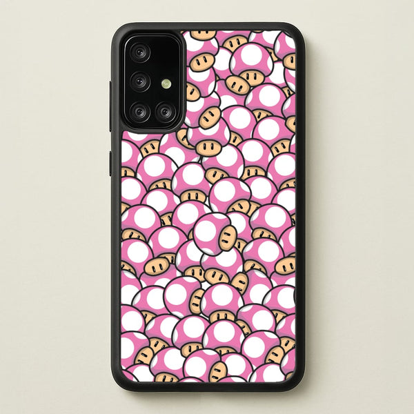 Mushroom Pattern - Pink  - The Super Mario Bros Phone Case for Galaxy A71