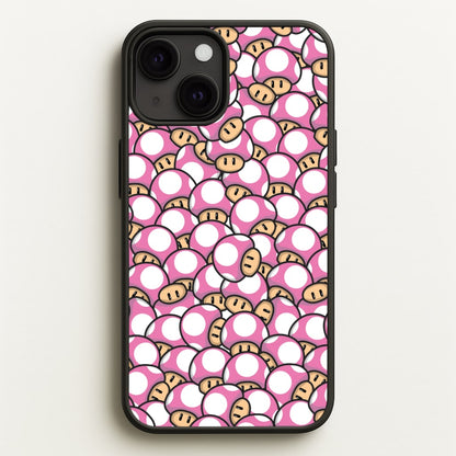 Mushroom Pattern - Pink  - The Super Mario Bros Phone Case for iPhone 13 Mini