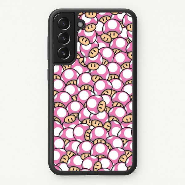 Mushroom Pattern - Pink  - The Super Mario Bros Phone Case for Galaxy S21