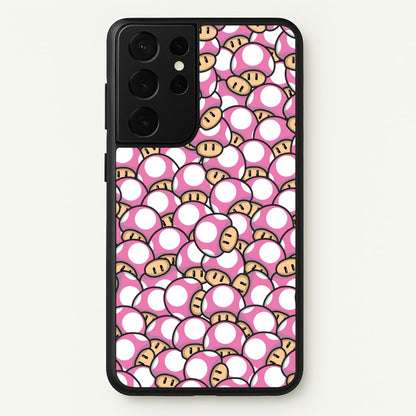 Mushroom Pattern - Pink  - The Super Mario Bros Phone Case for Galaxy S21 Ultra