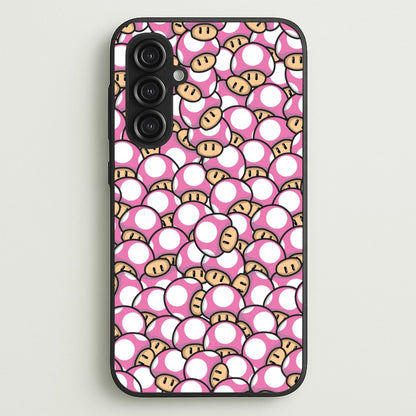Mushroom Pattern - Pink  - The Super Mario Bros Phone Case for Galaxy S23FE